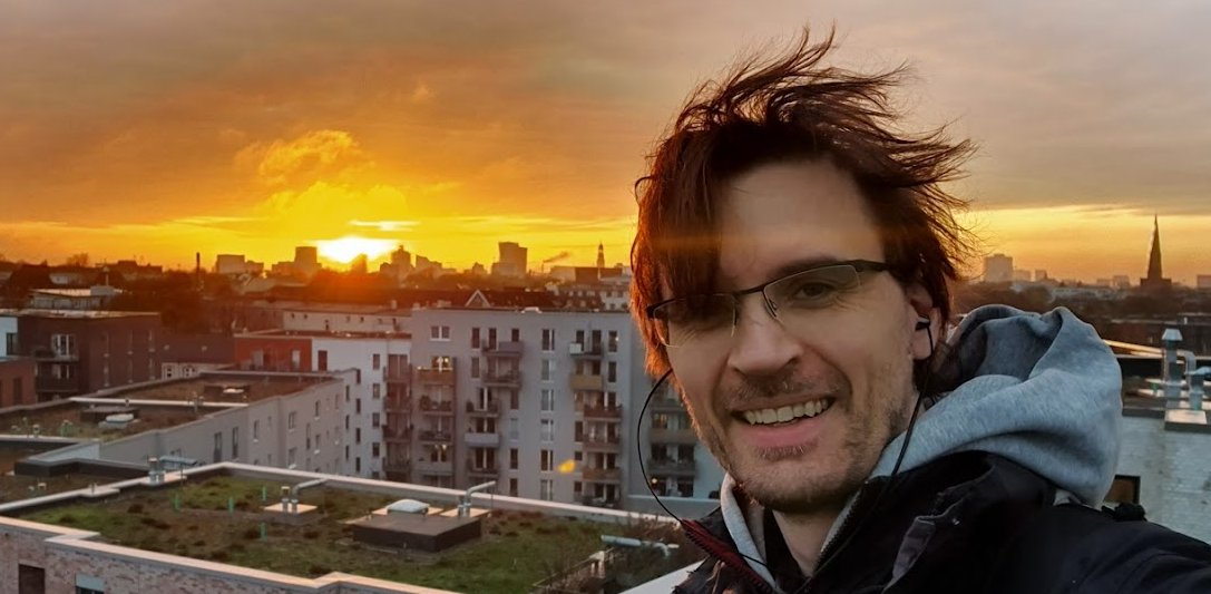 Selfie in front of my city's skyline in the morning